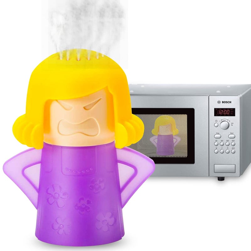 Abnaok Microwave Cleaner 2 PCS Angry Mama Microwave Cleaner Microwave Oven Steam Cleaner Easily Clean in Minutes Cleans Add Vinegar and Water for Home or Office with English Manual Purple